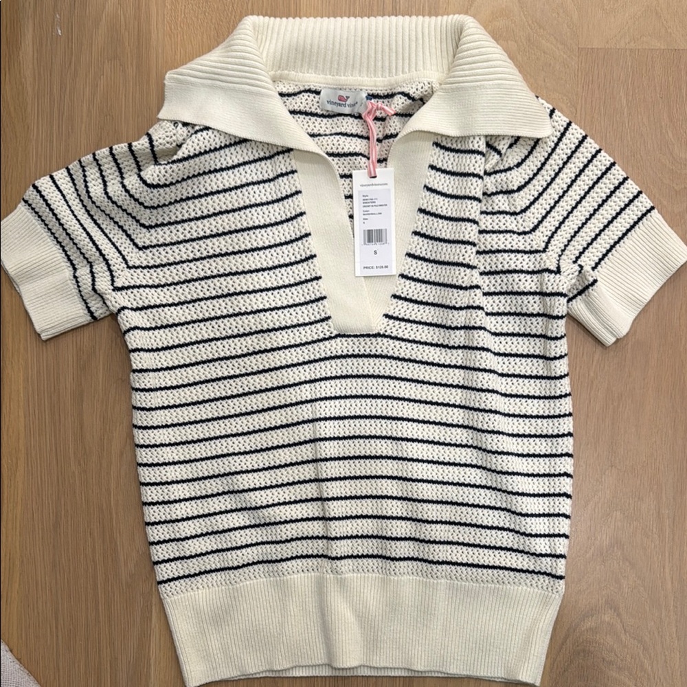 Vineyard Vines White/Cream and Navy Knit Sweater